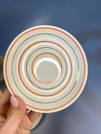 Набор блюдцец с цветными полосками. Дмитровский з-д в Вербилках, винтаж, СССР. Цена за 6шт. Картинка 3