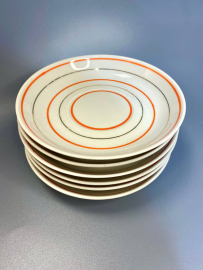 Набор блюдцец с цветными полосками. Дмитровский з-д в Вербилках, винтаж, СССР. Цена за 6шт. Картинка 4