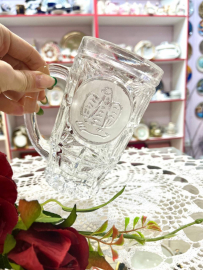 Большая пивная кружка, хрусталь с изображением орла. Винтаж, СССР