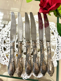 Десертные ножи "Классик" Режевский Механический завод. мнц с серебрением и нерж.металл (лезвие) СССР