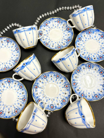 Кофейная пара "Паутинка" в синем цвете. ЛФЗ 1970х гг ав. Н.Л.Павлова, форма Тюльпан С.Е.Яковлева.. Картинка 1