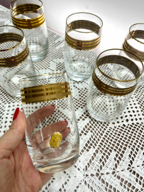 Набор стаканов из стекла с позолотой. Богемия, Чехословакия. Этикетки. Винтаж. Цена за 6шт