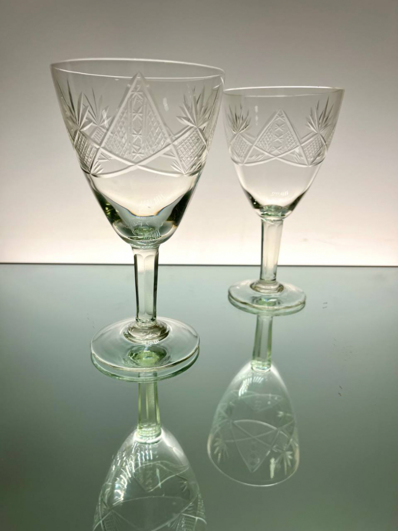 Бокалы, тонкий хрусталь с алмазной гранью, середина 20века, СССР. Цена за 6шт. Картинка 3