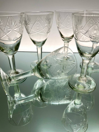 Бокалы, тонкий хрусталь с алмазной гранью, середина 20века, СССР. Цена за 6шт. Картинка 1