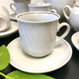 Кофейный сервиз Минский ФЗ 1983-1993гг. Рельф фарфор с позолотой, 150мл. Винтаж, СССР. Цена за 14пр. Картинка 4