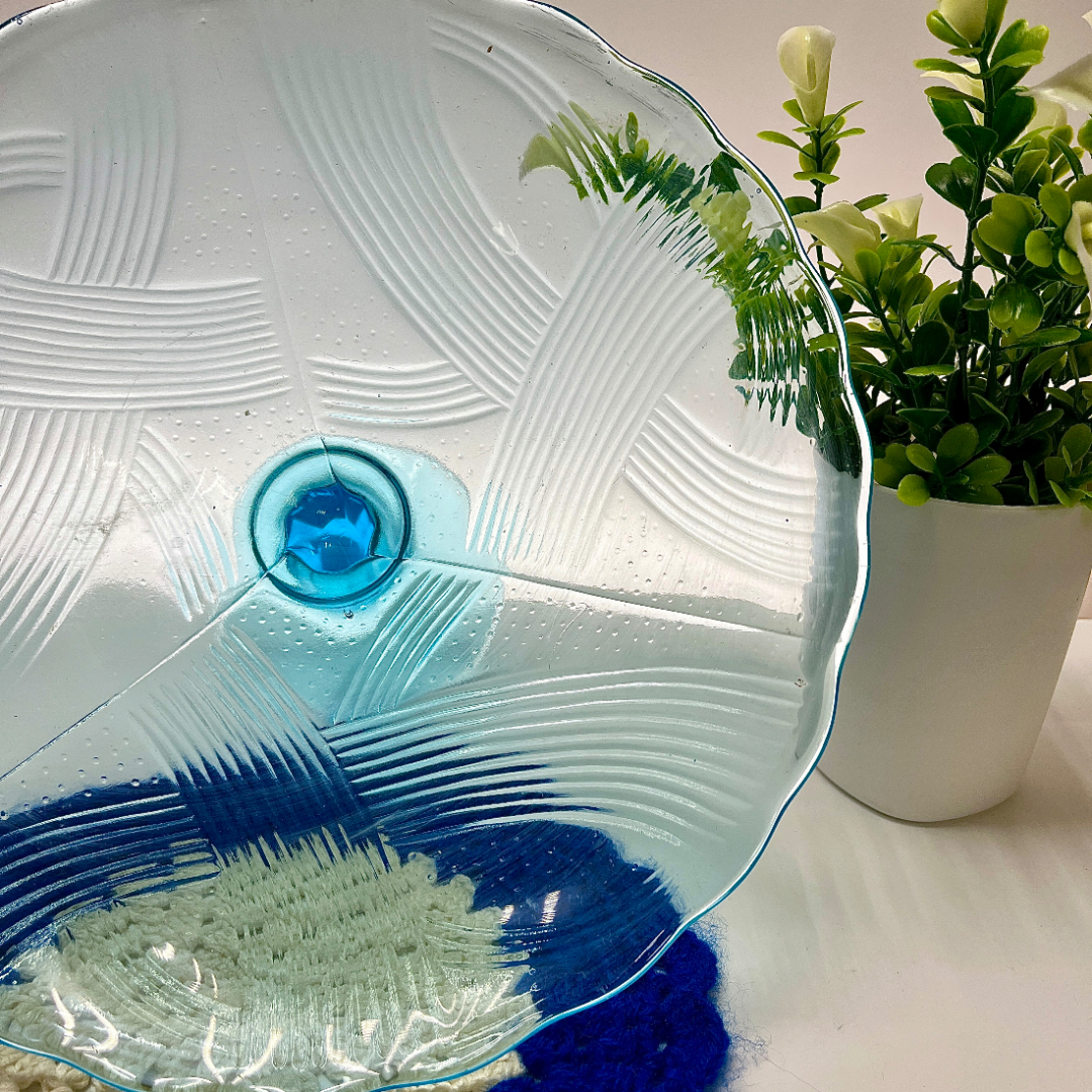 Ваза на ножке №9 из купоросного стекла. Рисунок от формы. Маркировка завода, сов.цена 72к. Винтаж. Картинка 2