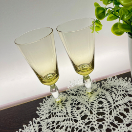 Бокалы из цитринового стекла, винтаж СССР, цена за пару. Картинка 2