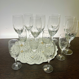 Набор рюмок, тонкий хрусталь с алмазной гранью Чехословакии, этикетки, цена за 6шт. Картинка 2