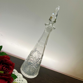 Графин из хрусталя с алмазной гранью, родная крышка, винтаж