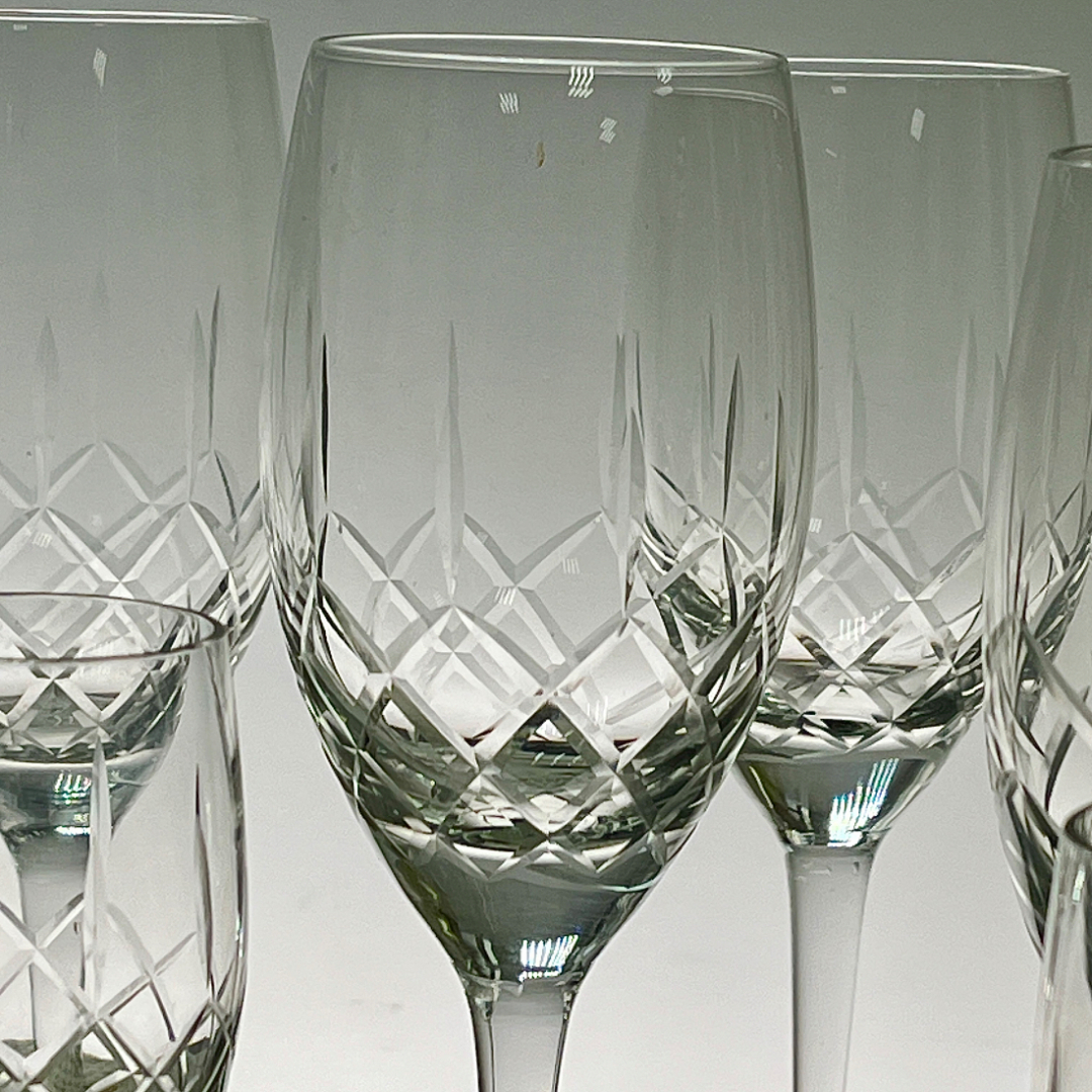 Набор бокалов, тонкий хрусталь с алмазной гранью Чехословакии, этикетки, цена за 6шт. Картинка 3