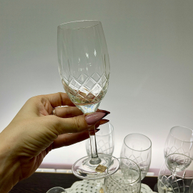 Набор бокалов, тонкий хрусталь с алмазной гранью Чехословакии, этикетки, цена за 6шт. Картинка 1