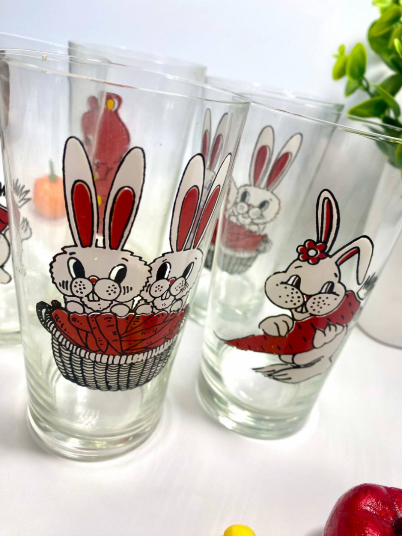 Набор стаканов "Животные", детские мотивы, тонкое стекло. Винтаж. Цена за 6шт. Картинка 2
