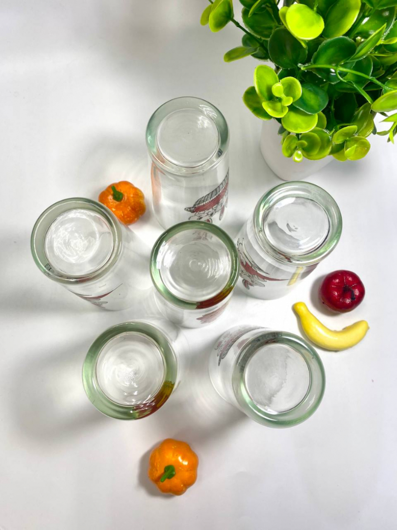 Набор стаканов "Животные", детские мотивы, тонкое стекло. Винтаж. Цена за 6шт. Картинка 4