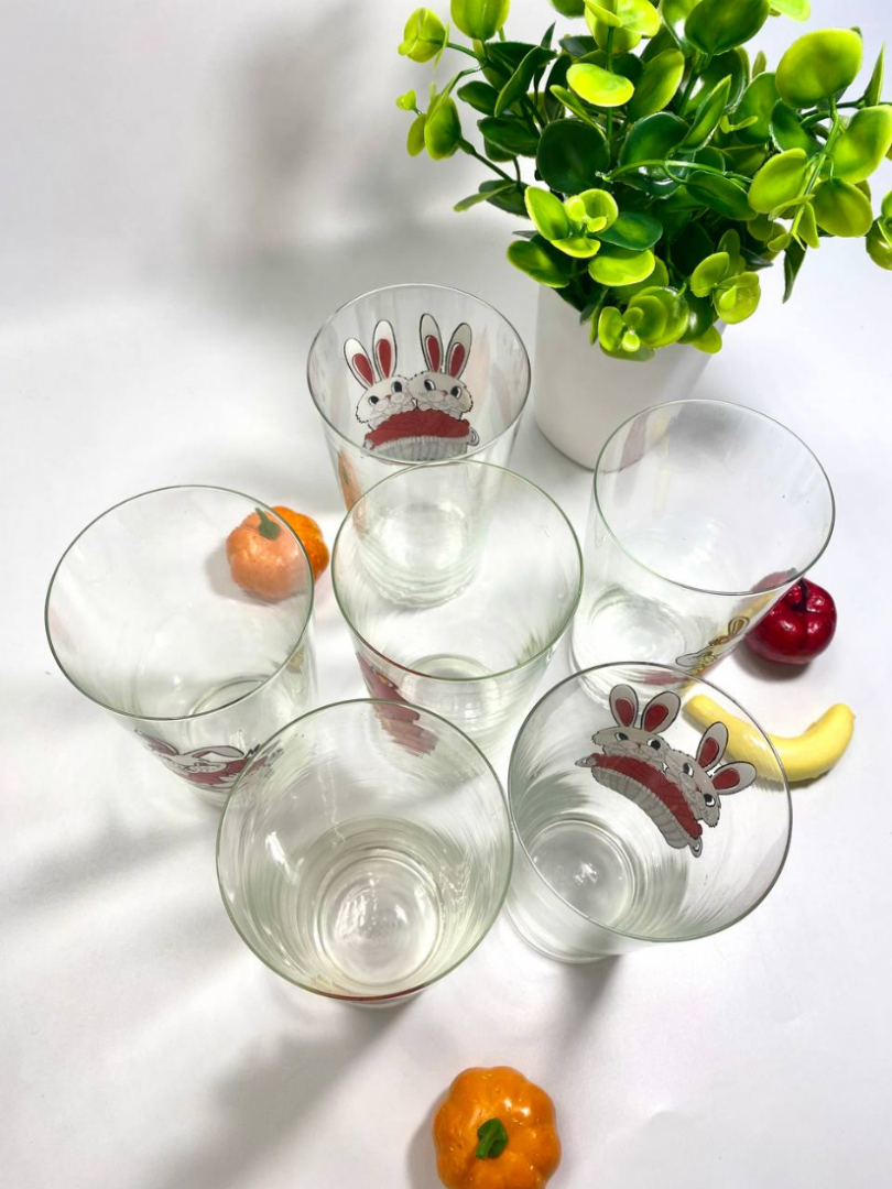 Набор стаканов "Животные", детские мотивы, тонкое стекло. Винтаж. Цена за 6шт. Картинка 5