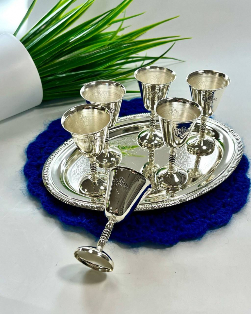 Рюмки из стали с никель-серебрянным покрытием, Rosenberg, Германия. Комплект новый! Цена за 7пр. Картинка 1