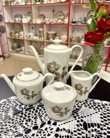 Чайный сервиз "Серая роза" Kahla, период ГДР. Фарфор, деколь, позолота. Скол на розетке. Цена за 22п. Картинка 4