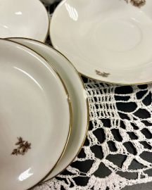 Чайный сервиз "Серая роза" Kahla, период ГДР. Фарфор, деколь, позолота. Скол на розетке. Цена за 22п. Картинка 6