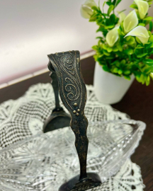 Ваза-ладья, конфетница-корзинка. Хрусталь с фигурной ручкой мнц. Винтаж. Картинка 2