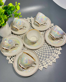 Кофейная пара Минский ФЗ. Фарфор, перламутр, позолота, 90мл. Цена за пару. Картинка 1