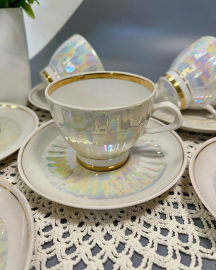 Кофейная пара Минский ФЗ. Фарфор, перламутр, позолота, 90мл. Цена за пару. Картинка 2