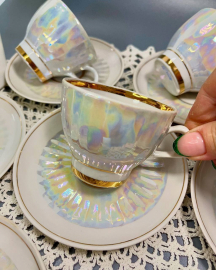 Кофейная пара Минский ФЗ. Фарфор, перламутр, позолота, 90мл. Цена за пару. Картинка 3