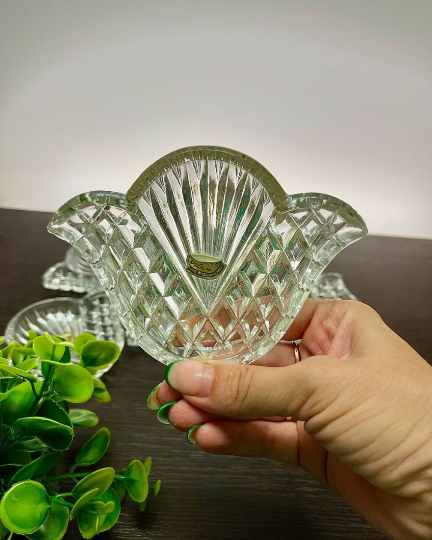 Розетки "Лилии" Богемия, Чехословакия. Этикетки. Качественный хрусталь. Цена за 6шт. Картинка 3