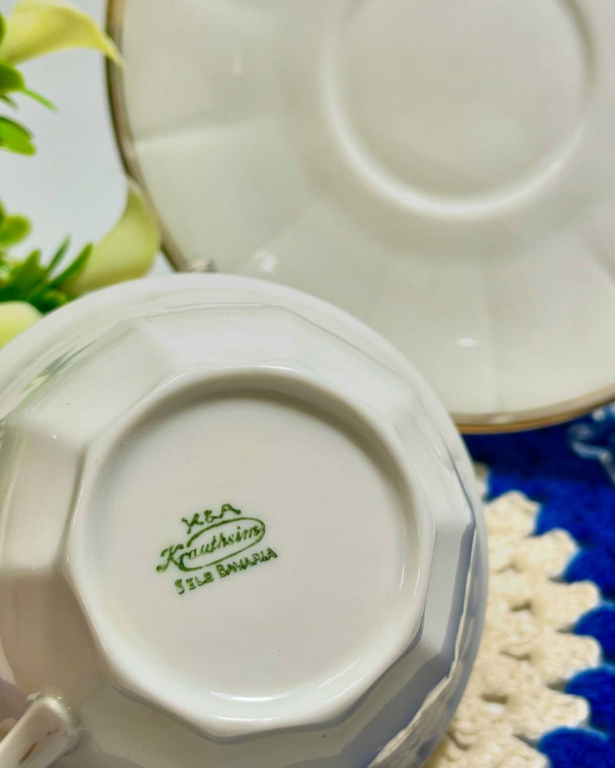 Чайная пара Бавария, Германия. Тонкий фарфор, позолота, просвечивается. Винтаж. Картинка 5