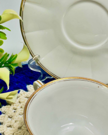 Чайная пара Бавария, Германия. Тонкий фарфор, позолота, просвечивается. Винтаж. Картинка 4