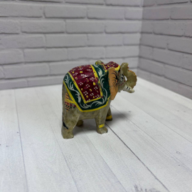 Статуэтка "Слон". Натуральный камень оникс с ручной росписью. Картинка 3
