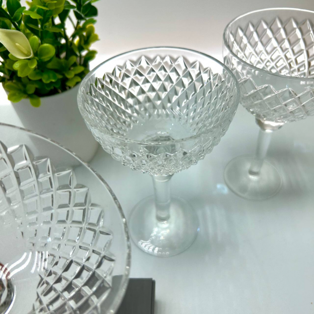 Бокалы/шампанки "Ромбовая сетка" ав. А.А.Аствацатурьян ЛЗХС, хрусталь, ал.грань,каталог. Цена за 3шт. Картинка 3