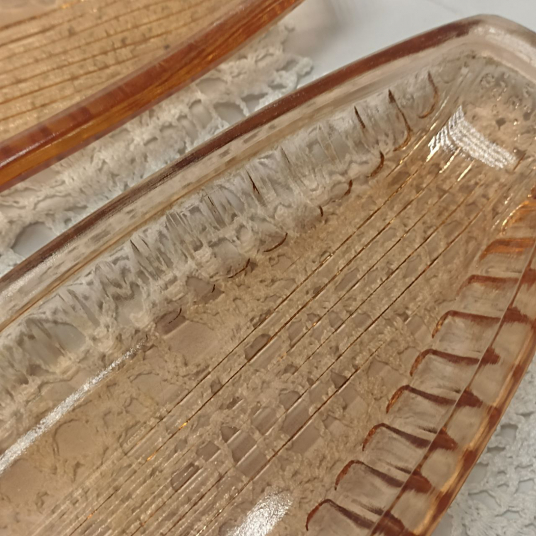 Селедочница УССР Артемовский з-д, карамельное стекло в прессе. Цена за 1шт. Картинка 3