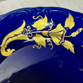 Чайное трио Apulum Germany 1970гг. Тонкий рельефный фарфор, кобальтовое крытье, золото. Винтаж. Картинка 4