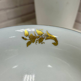 Чайное трио Apulum Germany 1970гг. Тонкий рельефный фарфор, кобальтовое крытье, золото. Винтаж. Картинка 6