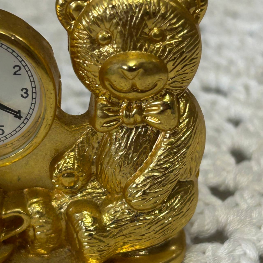 Сувенирные тематические часы "Мишка на завтраке", из Германии, кварц, металл, тяжелые. Картинка 5