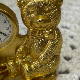 Сувенирные тематические часы "Мишка на завтраке", из Германии, кварц, металл, тяжелые. Картинка 5