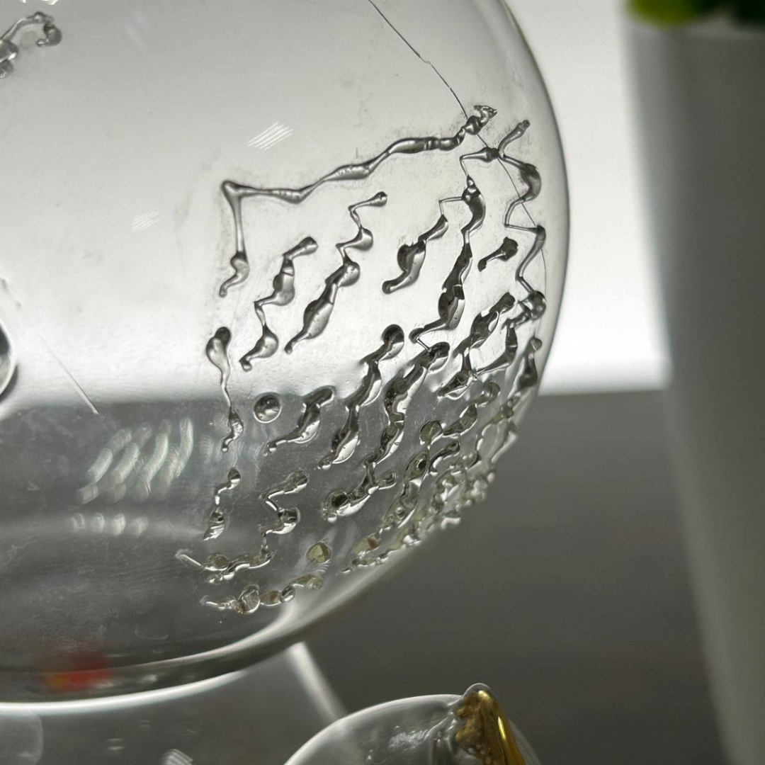 Сувенирный "Мишка" Калининский СЗ ав. И.Маршумова. Тонкое стекло, краски, золото. Трещинка у лев уха. Картинка 4