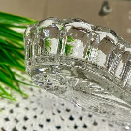 Лоток/овальное блюдо с бортиками, хрусталь с алмазной гранью. Микро-сколы. Винтаж, СССР. Картинка 4