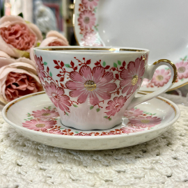 Чайное трио Рига 1970-1980гг. Фарфор, деколь, позолота. Винтаж, СССР. Картинка 2