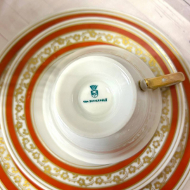 Чайное трио Von Schierholz Plaue после 1930гг Качественный немецкий фарфор, позолота. Винтаж. Картинка 4