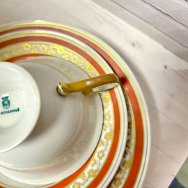 Чайное трио Von Schierholz Plaue после 1930гг Качественный немецкий фарфор, позолота. Винтаж. Картинка 5