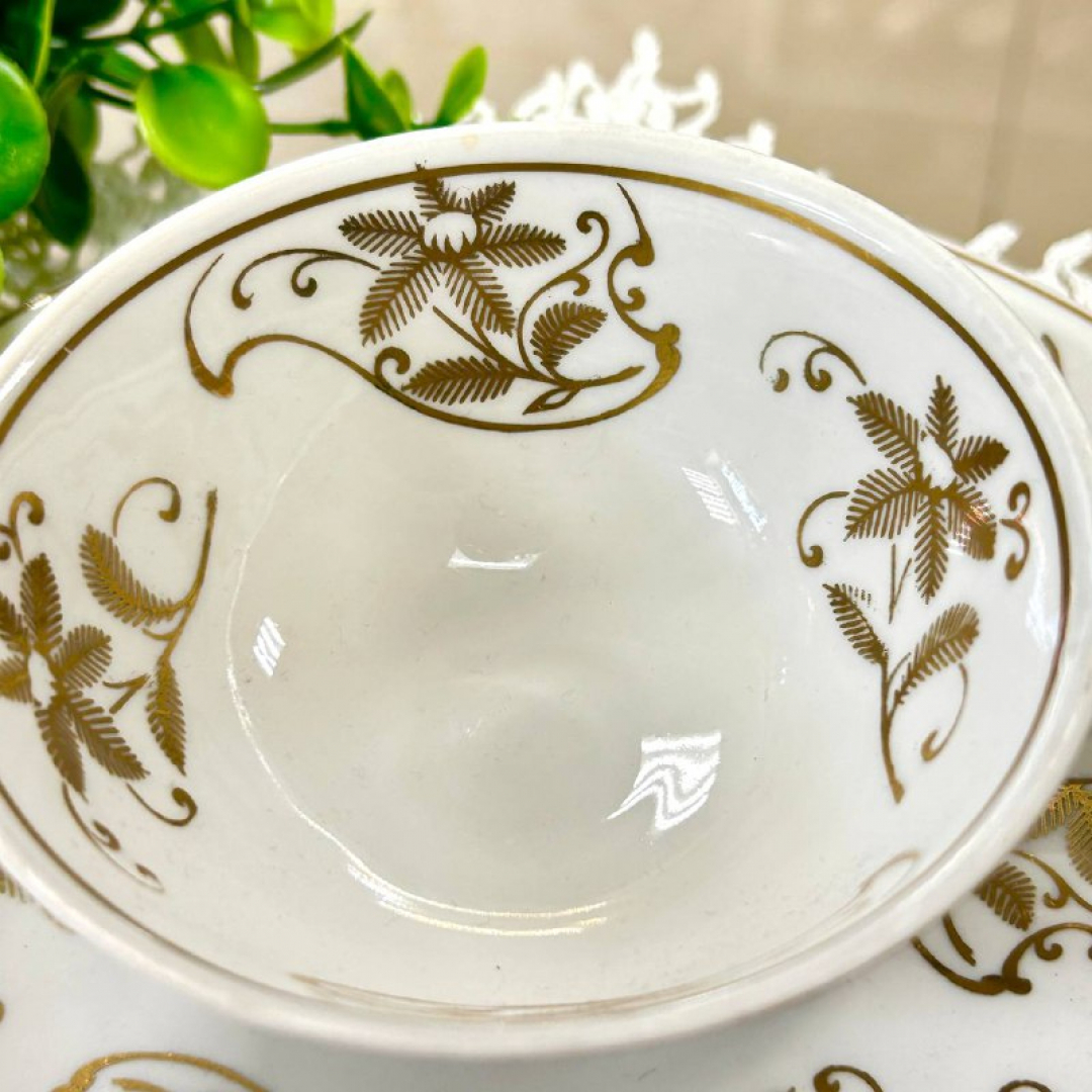 Немецкое чайное трио Lettin Германия 1956-1969гг. Рельефный фарфор, крытье, позолота. Винтаж. Картинка 5