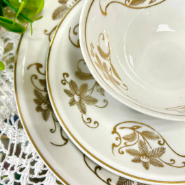 Немецкое чайное трио Lettin Германия 1956-1969гг. Рельефный фарфор, крытье, позолота. Винтаж. Картинка 6