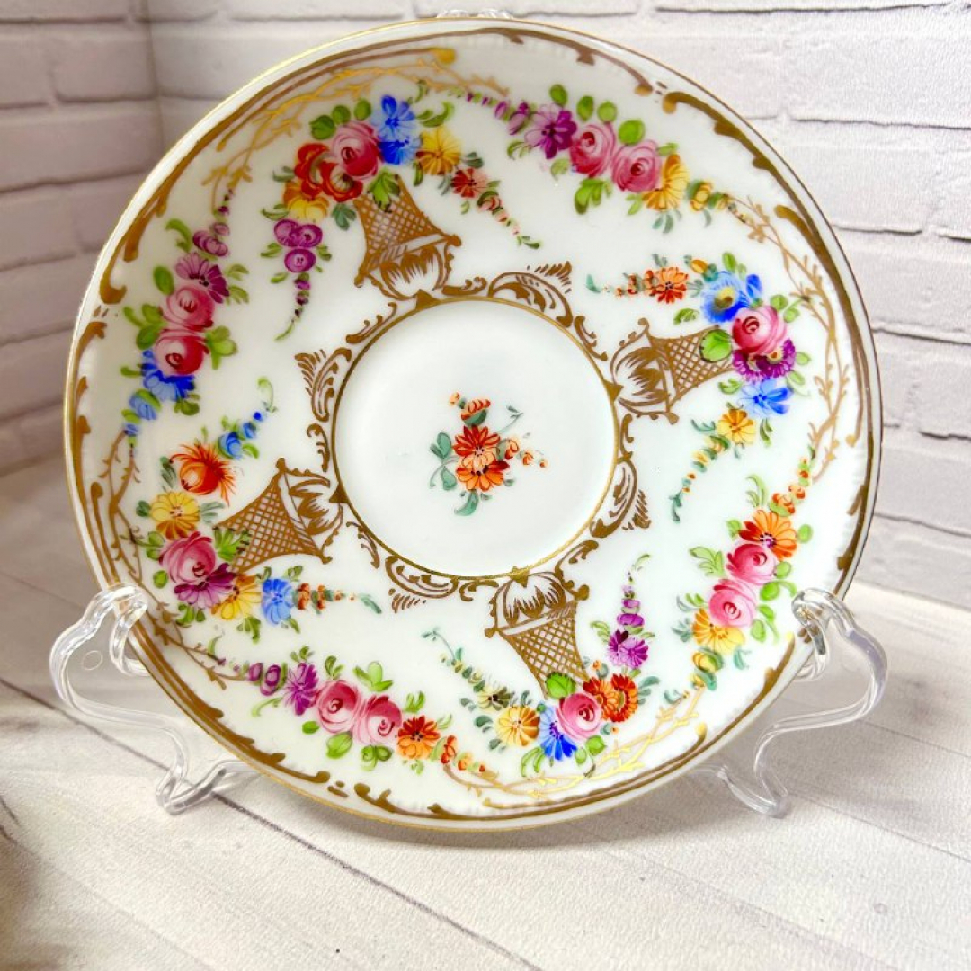 Кофейная пара в сборе Alka Bavaria Germany 1938-1956г и Dresden. Тонкий фарфор, деколь, золото 100мл. Картинка 5