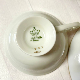 Кофейная пара в сборе Alka Bavaria Germany 1938-1956г и Dresden. Тонкий фарфор, деколь, золото 100мл. Картинка 3