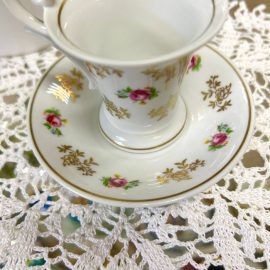 Кофейная пара Weimar Germany 1933-1945гг 65мл. Тонкий фарфор, деколь, позолота. Винтаж. Картинка 2