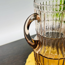 Кувшин из цветного карамельного рифленого стекла. Рисунок от формы. Винтаж, СССР. Картинка 4