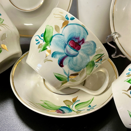 Чайная пара Полонский ФЗ 1972-82гг. Фарфор с ручной росписью по глазури, позолота. Цена за 1шт. Картинка 2