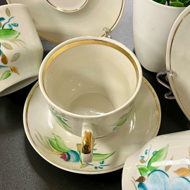 Чайная пара Полонский ФЗ 1972-82гг. Фарфор с ручной росписью по глазури, позолота. Цена за 1шт. Картинка 4