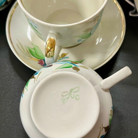 Чайная пара Полонский ФЗ 1972-82гг. Фарфор с ручной росписью по глазури, позолота. Цена за 1шт. Картинка 7