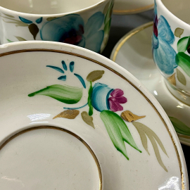 Чайная пара Полонский ФЗ 1972-82гг. Фарфор с ручной росписью по глазури, позолота. Цена за 1шт. Картинка 8